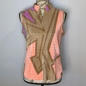 Jamie Sadock sleeveless quarter zip plissé top S